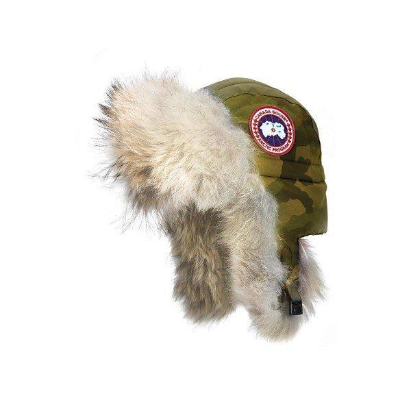 Canada Goose Hat Ladies Canada Hat Aviator Hat với Coyoine CoyoTe Fur Trim Camo/ Quân đội xanh