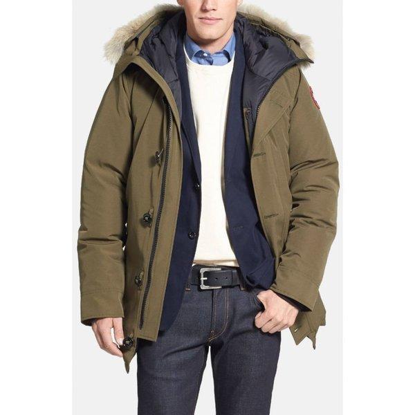 Áo khoác nam của Canada Outer Outer 'Slim Fit chính hãng Coyote Fur Trim Jacket Green: DP3-389520-132079: