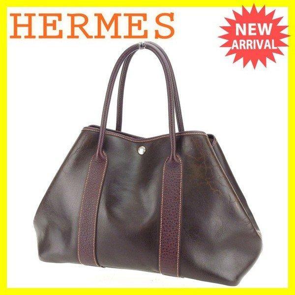 Hermes Hermes túi tote túi vườn pm pm màu nâu sẫm