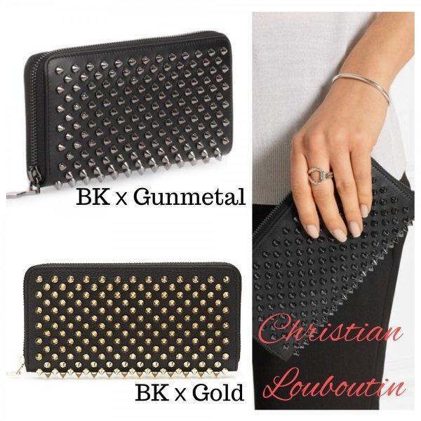 Christian Louboutin/Christian Louboutin Ví Studs Panettone Wallet Black & Gold Black & Gun Metal Ladies: STR2521: Đột quỵ -Mail Đơn hàng Mua sắm Mua sắm