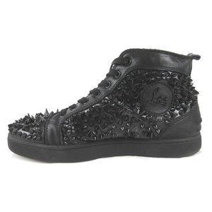 Christian Lubutan Christian Louboutin Giày giày Sneakers Cắt cao Chọn Chọn Chọn chọn Studs Da Giày đen chính hãng