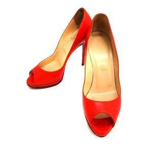 Christian Lubutan Christian Louboutin Bơm High Heal Open Tou Leather 38 Red Red /KH
