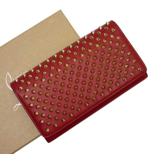 Christian Lubutan Christian Louboutin Long Wallet Macaron Spike Studs Leather X Studds Red X Gold Tiêu chuẩn phổ biến: 88875: Giá trị thương hiệu -Mail Đơn hàng Mua sắm