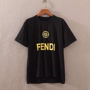 Bán siêu rẻ Dễ dàng đổ mồ hôi -hấp thụ nhanh T -Shirt Fendi Fendi giá rẻ hấp dẫn một loạt các chữ cái tiếng Anh thương hiệu màu đen