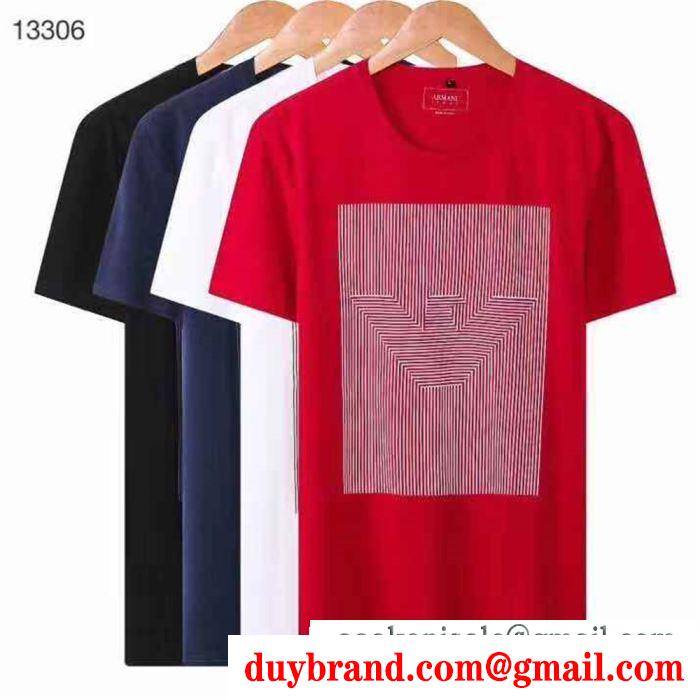 驚きの破格値得価限定発売スッキリTシャツオールシーズンARMANIアルマーニ t シャツ 偽物ダークグレー赤色黒白