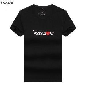 Versace Versace Mới trong kho, logo t -shirt phổ biến in màu đen và trắng màu xanh đậm