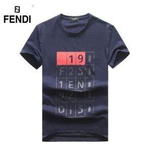 Fendi fendi giá thấp nhất mặc dù in sạch t -shirt quần áo nam màu xanh đậm màu xám