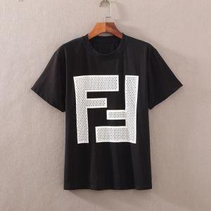 Fendi Super Fendi giá rẻ giá rẻ lớn Đặc biệt Đặc biệt T -Shirt Kinh doanh bình thường Xu hướng đen trắng