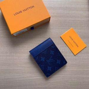Louis Vuitton Louis Vuitton ví đàn ông lớn hàng ngày Thời trang trắng Đảm bảo chất lượng giá thấp nhất màu xanh đậm