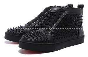 Rubutan nổi tiếng Louis Flat Spike Sneakers Da cao Sneakers Black Louis Spike Flat