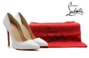 Thoải mái thoải mái giày Christian Lubtan Ladies Bơm da Christian Louboutin White White
