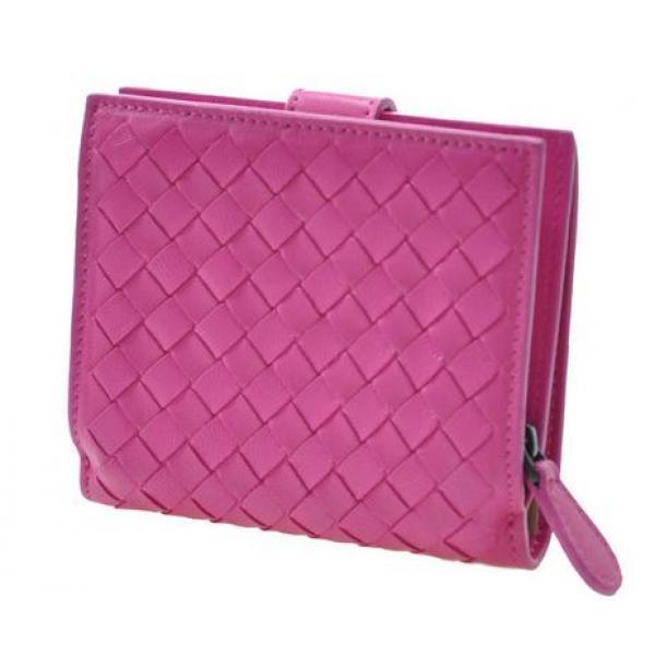 Bottega Veneta Pink Intrecciato Bi -Fold Wallet UP_