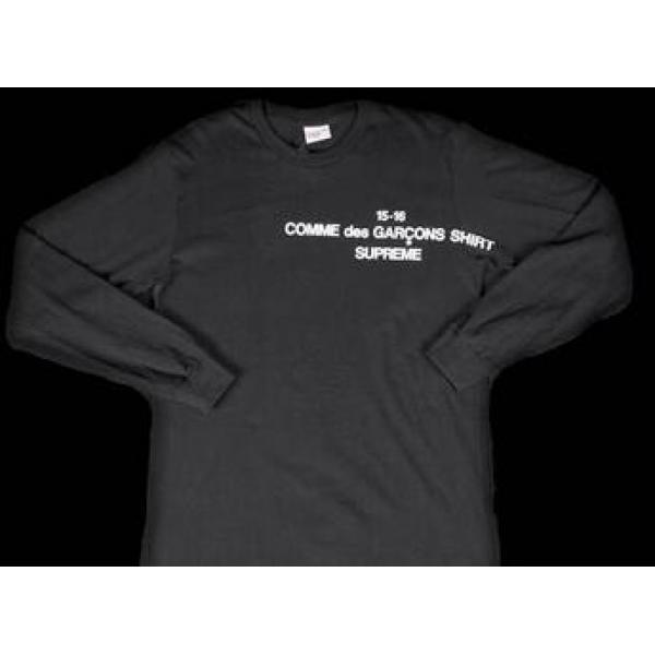 Bền bỉ tối cao x comme degarson t -shirt màu đen