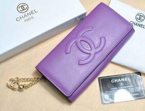 Thiết kế thanh lịch và sang trọng Chanel Goro gấp ví da dài màu tím _ _ Thương hiệu siêu rẻ (lớn nhất )