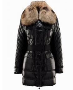 Áo khoác dài màu đen với bộ lông gấu trúc trên Moncler Moncler Ladies, những người sản xuất ấn tượng người lớn _ Moncler moncler_ Thương hiệu giá rẻ 