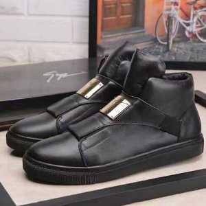 Geishagetpza Notti Boots Sneakers Cắt cao Giuseppe Zanotti Leather Leather Flat Metal Phụ kiện
