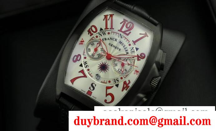 赤い数字で表示するフランクミュラー、Franck mullerの白い文字盤のメンズ腕時計