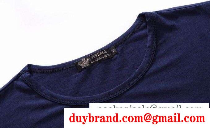 数量限定100%新品のヴェルサーチ、Versaceの限定特価の黒、白、青の3色メンズ半袖Tシャツ