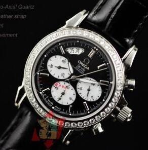 Đồng hồ kim cương da màu đen Omega Watch Omega de Ville với kim cương _ Omega Omega_ Thương hiệu giá rẻ (lớp lớn nhất )
