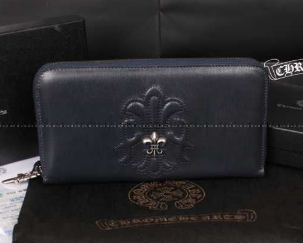 Thanh lịch Chrome Hearts Chrome Hearts Wallet Round Fastener Leather Navy