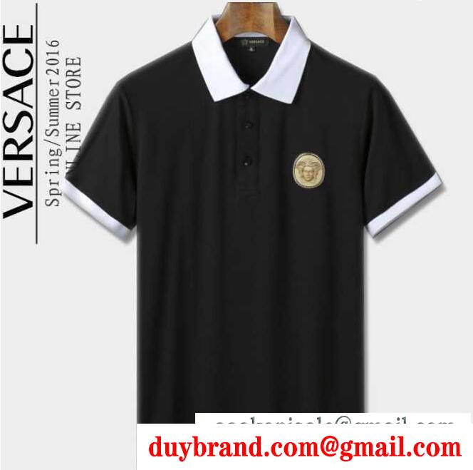 人気セール格安の4色選択可能の男性夏半袖Tシャツ服 versace ヴェルサーチ ポロシャツ