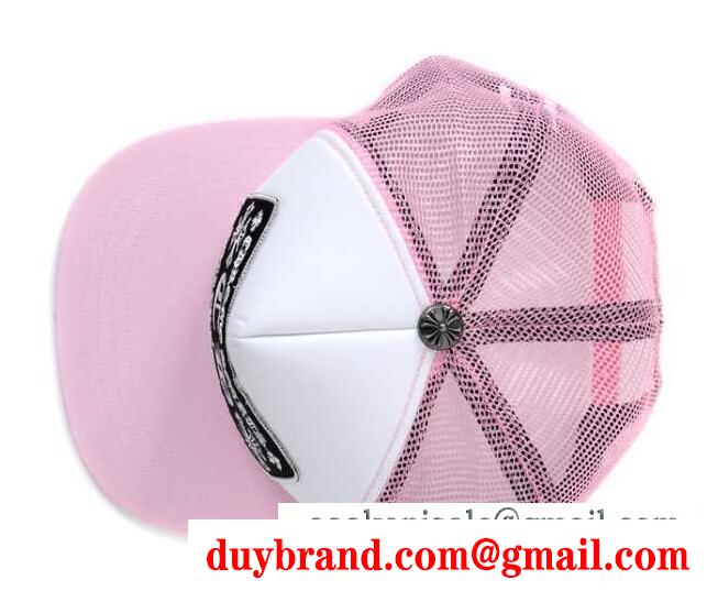 クロムハーツ キャップ レディース chrome hearts 帽子 綿 ロゴ メッシュ切り替え スナップバック付き ピンク