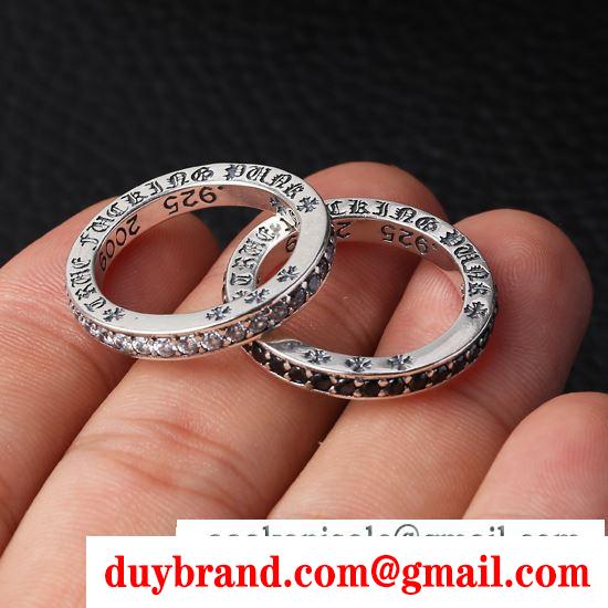 お得限定セールCHROME heartsコピークロムハーツ ダイヤモンド付き リング 925 シルバー 指輪 ペアリング ブラック ホワイト