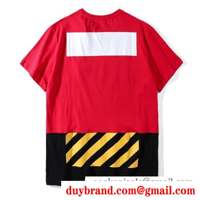 上品な雰囲気を醸し出すOff-WhiteオフホワイトＴシャツコピー クルーネック半袖tシャツ 男女兼用ｔシャツ ブラックｘ赤色