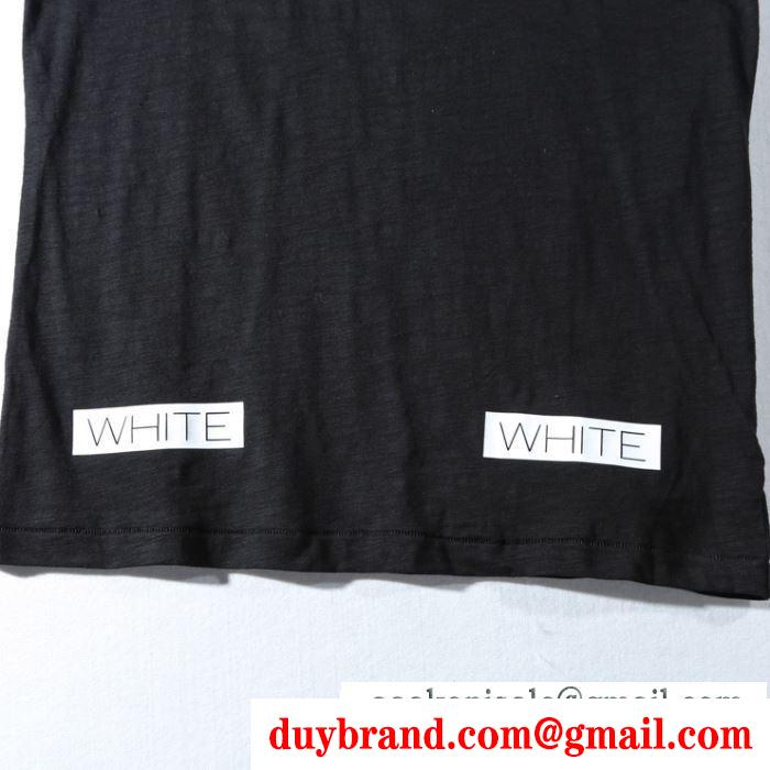 上質な質感!Off-Whiteオフホワイトｔシャツ通販のメンズクルーネック半袖Tシャツスーパーコピー ブラック、ホワイト2色