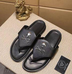 Easy -to -wear Philipp plein Philip Plain logo bạc giá rẻ Sandal Sandal Super Mass Cool Black Sandal