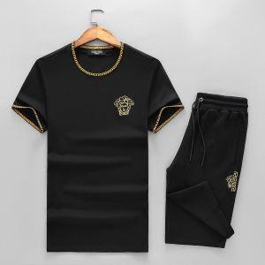 Bán hàng phổ biến nóng bỏng Sato Versace với logo thêu và áo t -shirt và quần short đơn giản thiết lập các môn thể thao nam và bộ dưới cùng