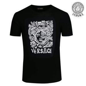 Thâm hụt siêu giá đặc biệt Công việc mới nhất Versace Versace giá rẻ -Lớn Đen, Đàn ông In Trắng Crew t -shirt