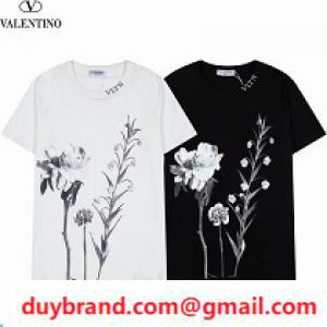 Bán hàng mới Valentino T -Shirt Kích thước hoa sành điệu Corde Valentino Sleeve