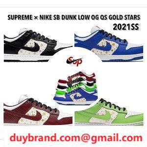 SNEAKERS HỢP TÁC 2021SS NIKE SPREME NIKE MỚI Supreme × Nike SB Dunk Low Og QS Gold Stars