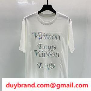  Áo thun New Louis Vito Short Sleeve T -Shirt Công nghệ phản chiếu đầy màu sắc kết cấu ánh sáng hai màu lựa chọn
