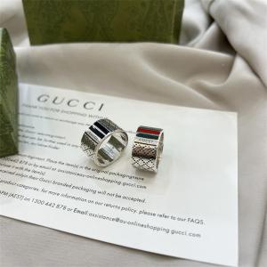 Nhẫn đôi Gucci Like Auth nam nữ 925 bạc Nhẫn siêu cấp kẻ sọc đan chéo sang trọng tinh tế